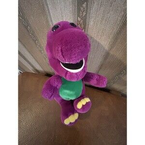 BARNEY Plush 1992 Lyons Group Purple Dinosaur Stuffed Animal 10" golden bear